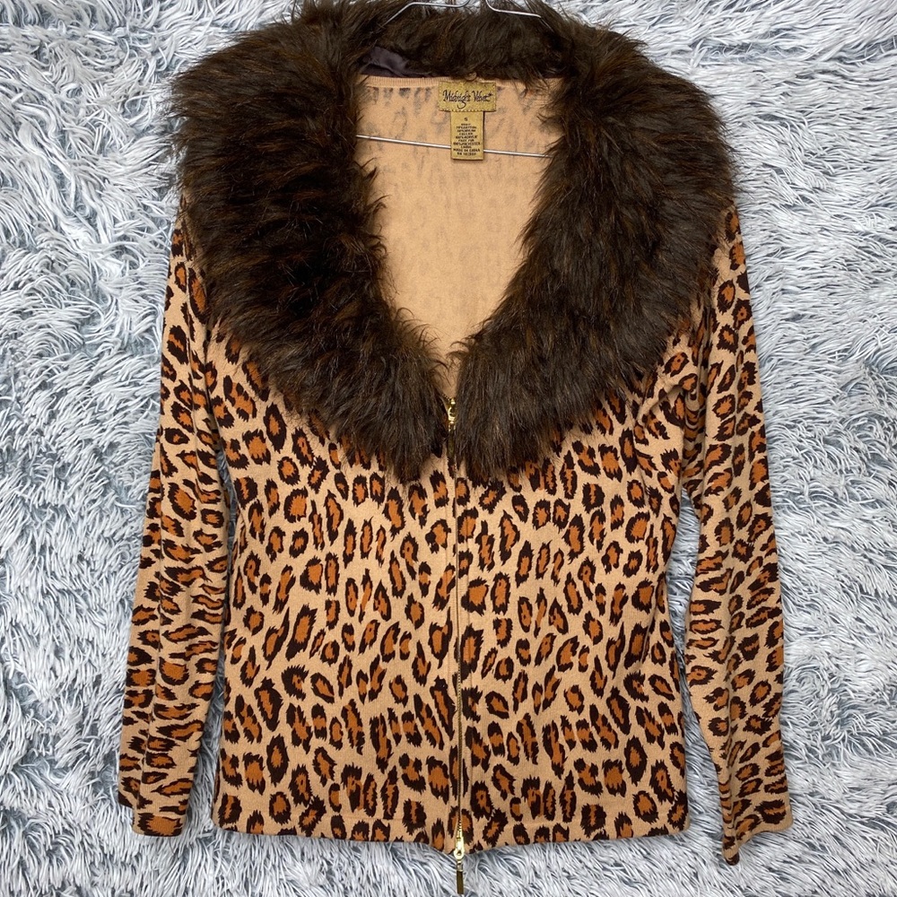 Midnight Velvet Women’s Leopard Faux Fur Sweater
